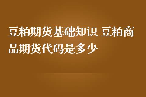 豆粕期货基础知识 豆粕商品期货代码是多少