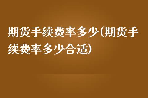 期货手续费率多少(期货手续费率多少合适)
