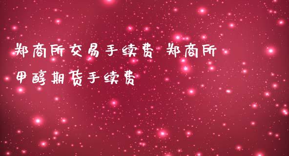 郑商所交易手续费 郑商所甲醇期货手续费