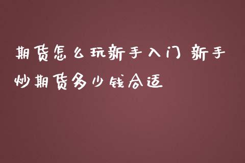期货怎么玩新手入门 新手炒期货多少钱合适