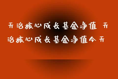 天治核心成长基金净值 天治核心成长基金净值今天