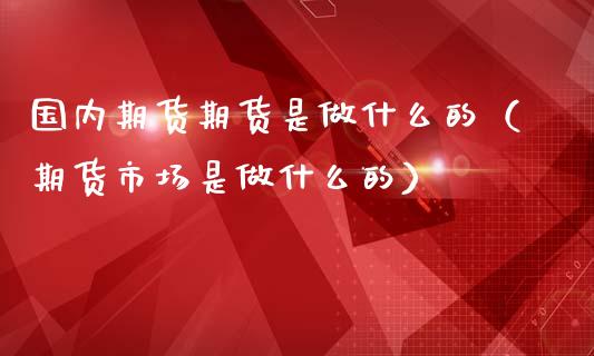 国内期货期货是做什么的（期货市场是做什么的）