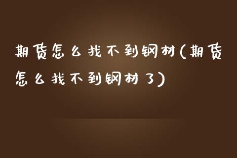 期货怎么找不到钢材(期货怎么找不到钢材了)