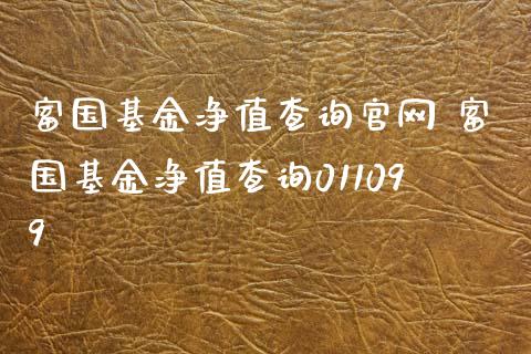 富国基金净值查询 富国基金净值查询011099