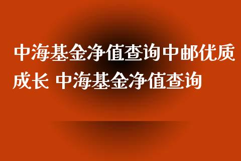 中海基金净值查询中邮优质成长 中海基金净值查询_https://www.dglong8.com_基金理财_第1张