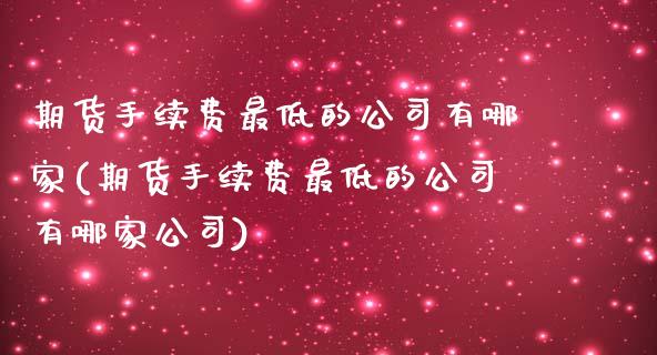 期货手续费最低的公司有哪家(期货手续费最低的公司有哪家公司)