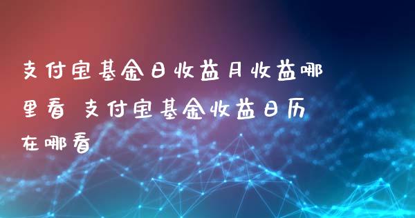 支付宝基金日收益月收益哪里看 支付宝基金收益日历在哪看