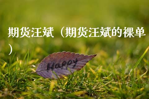期货汪斌（期货汪斌的单）