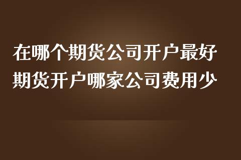 在哪个期货公司开户最好 期货开户哪家公司费用少