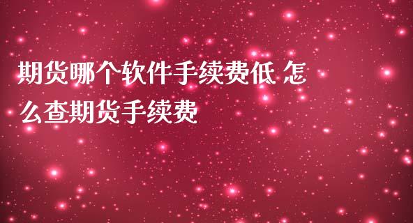期货哪个软件手续费低 怎么查期货手续费