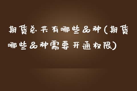期货总共有哪些品种(期货哪些品种需要开通权限)