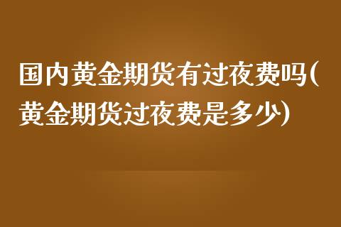 国内黄金期货有过夜费吗(黄金期货过夜费是多少)