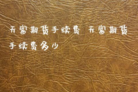 天富期货手续费 天富期货手续费多少