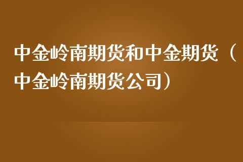 岭南期货和期货（岭南期货公司）