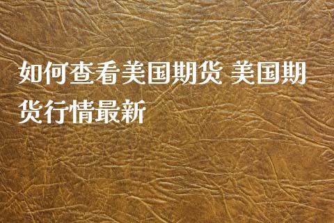 如何查看美国期货 美国期货行情最新