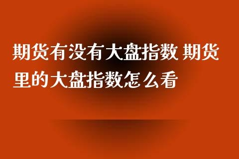 期货有没有大盘指数 期货里的大盘指数怎么看