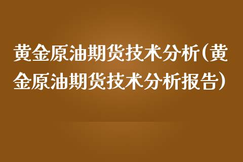 黄金原油期货技术分析(黄金原油期货技术分析报告)