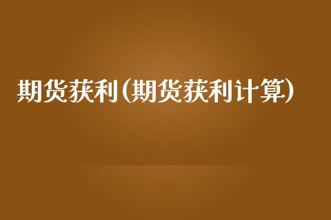 期货获利(期货获利计算)
