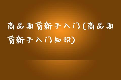 商品期货新手入门(商品期货新手入门知识)