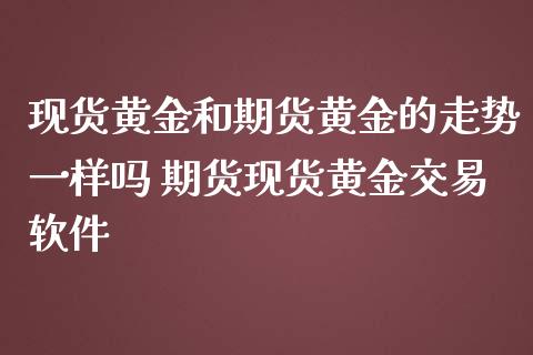现货黄金和期货黄金的走势一样吗 期货现货黄金交易软件