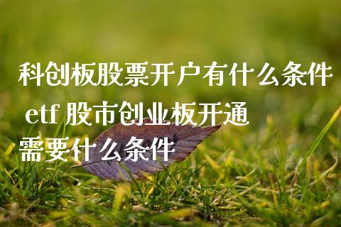 科创板股票开户有什么条件 etf 股市创业板开通需要什么条件
