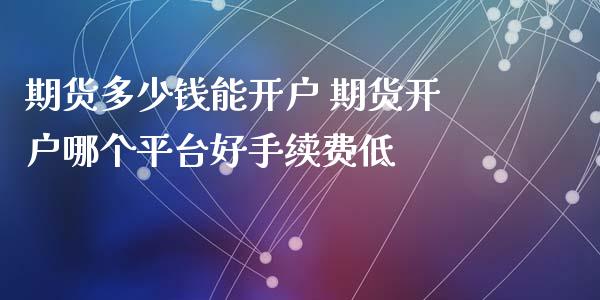 期货多少钱能开户 期货开户哪个平台好手续费低