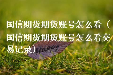国信期货期货账号怎么看（国信期货期货账号怎么看交易记录）