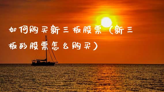 如何购买新三板股票（新三板的股票怎么购买）