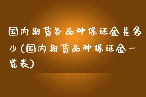 国内期货各品种保证金是多少(国内期货品种保证金一览表)