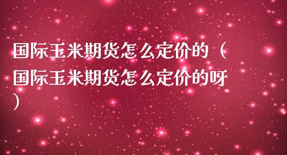 国际玉米期货怎么定价的（国际玉米期货怎么定价的呀）