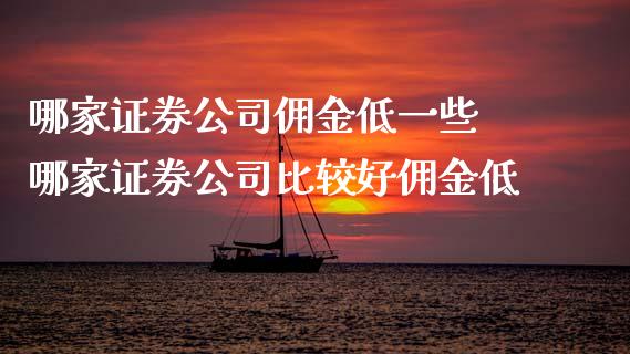 哪家证券公司佣金低一些 哪家证券公司比较好佣金低