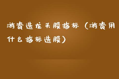 游资选龙头股指标（游资用什么指标选股）