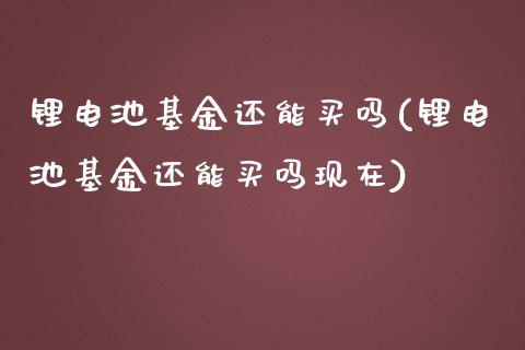 锂电池基金还能买吗(锂电池基金还能买吗现在)
