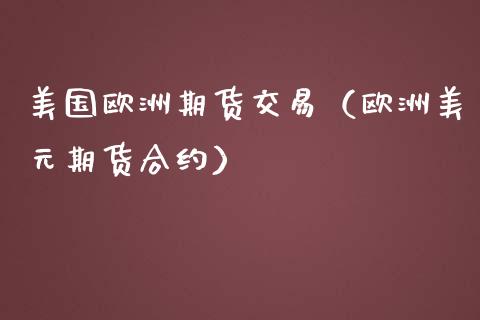 美国欧洲期货交易（欧洲美元期货合约）