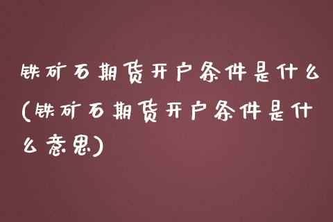 铁矿石期货开户条件是什么(铁矿石期货开户条件是什么意思)