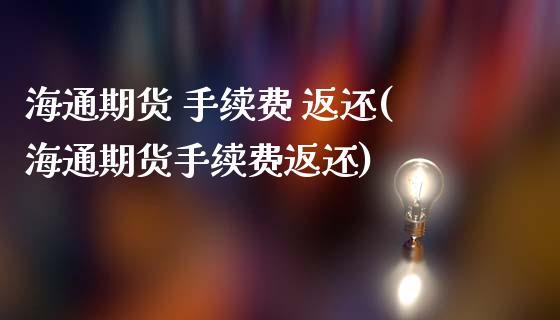 海通期货 手续费 返还(海通期货手续费返还)