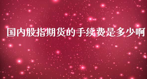 国内股指期货的手续费是多少啊