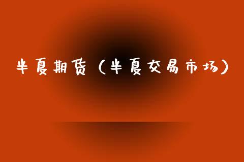 半夏期货（半夏交易市场）