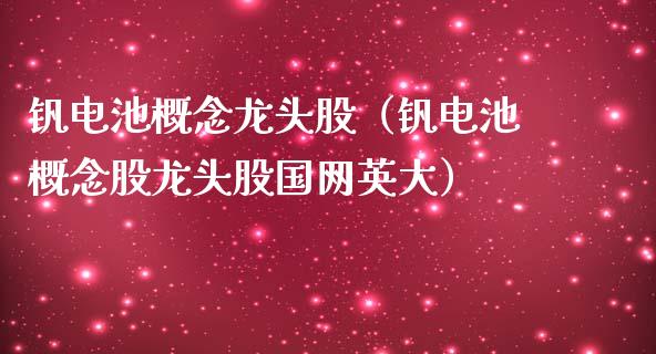 钒电池概念龙头股（钒电池概念股龙头股国网英大）