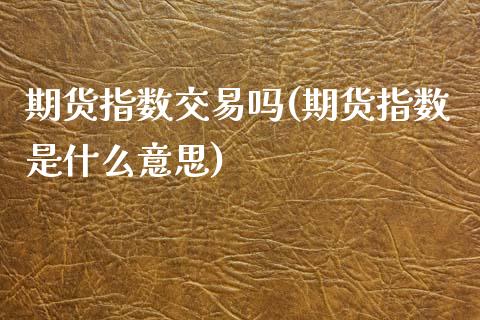 期货指数交易吗(期货指数是什么意思)