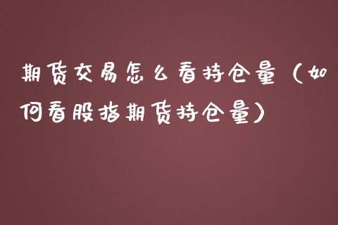 期货交易怎么看持仓量（如何看股指期货持仓量）