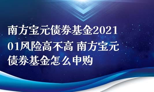 南方宝元债券基金202101风险高不高 南方宝元债券基金怎么申购