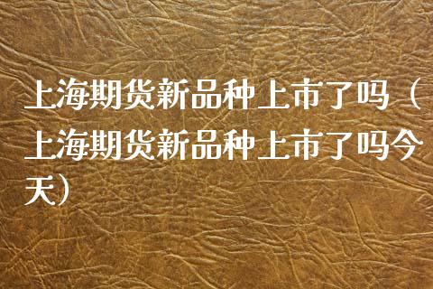 上海期货新品种上市了吗（上海期货新品种上市了吗今天）
