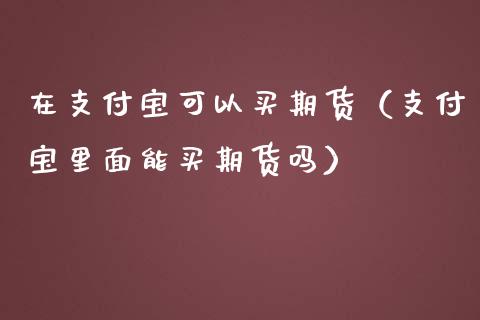在支付宝可以买期货（支付宝里面能买期货吗）