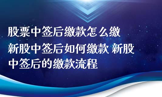 股票中签后缴款怎么缴  新股中签后如何缴款 新股中签后的缴款流程