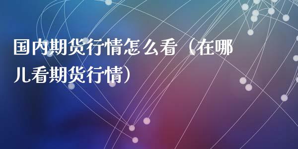 国内期货行情怎么看（在哪儿看期货行情）