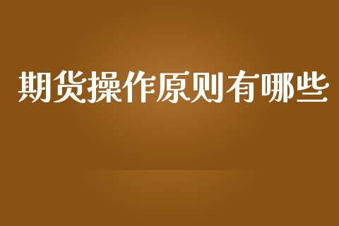 期货操作原则有哪些