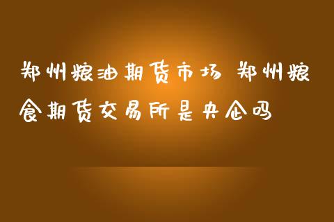 郑州粮油期货市场 郑州粮食期货交易所是央企吗