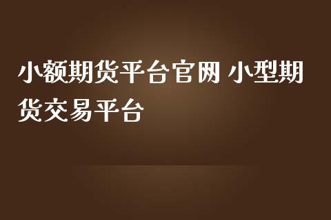 小额期货平台 小型期货交易平台
