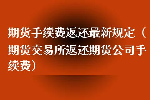 期货手续费返还最新规定（期货交易所返还期货公司手续费）